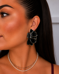 Pendientes Media Flor Negro