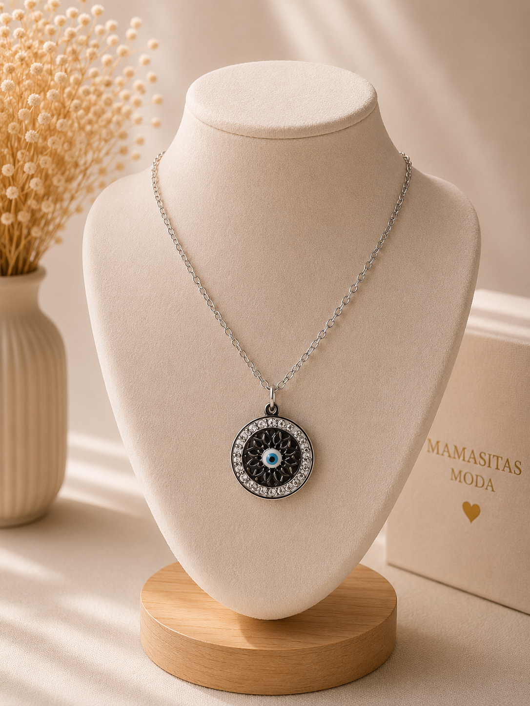 Collar Ojo Turco Redondo Plata
