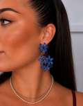 Pendientes Cristal Flor Azul Petroleo