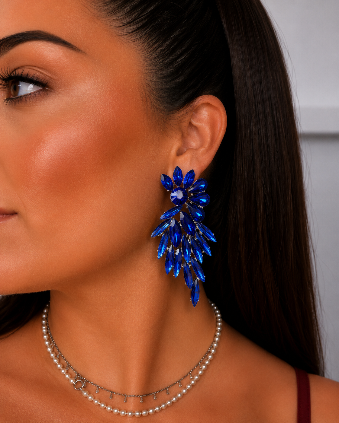 Pendientes Cristal Maribel Azul