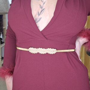 Cinturón elástico metálico dorado Hoja